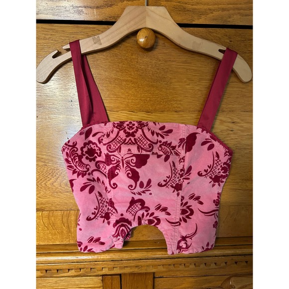 Urban Outfitters Tops - UO Y2K Whimsigoth Fairy Grunge Pink Butterfly Flocked Corset Crop Top Damask